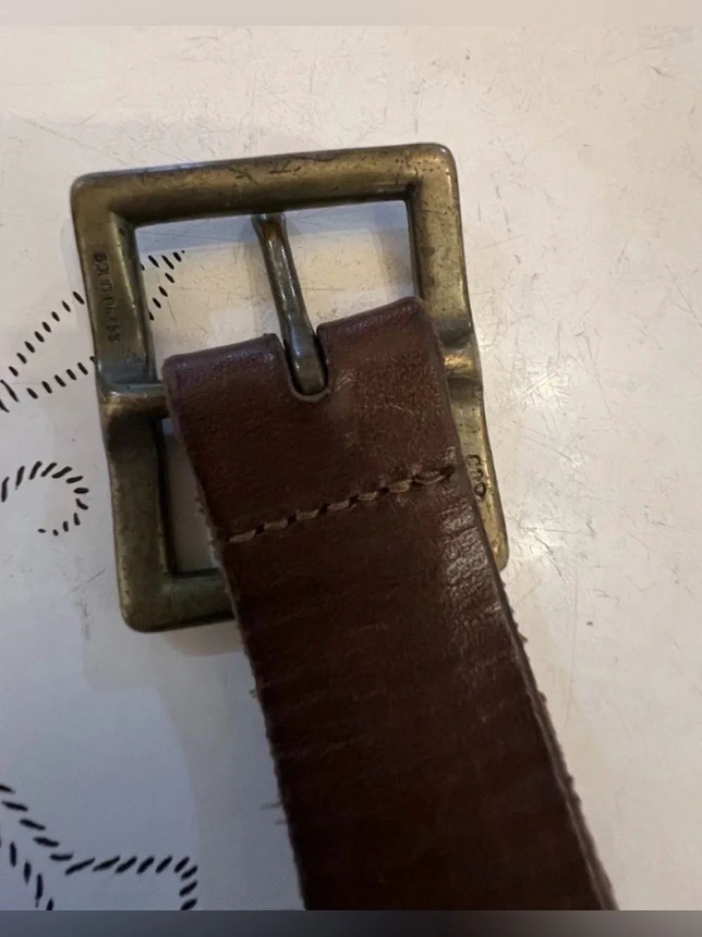 GAP KIDS Brown Bonded Leather Belt - Made in USA Size M (27”) Solid Brass Buckle